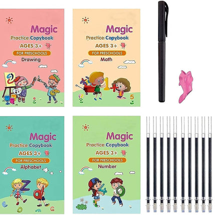 Magic Practice Copybook (8 BOOK + 20 REFILL) Number Tracing Book for Preschoolers with Pen, Magic Calligraphy Copybook Set Practical Reusable - A5