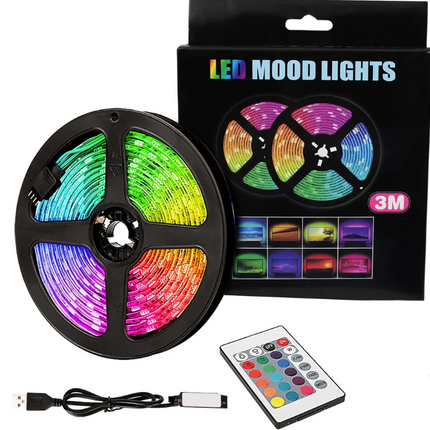 3M RGB LED Strip Lights, LED Mood Lights (2 Set)
