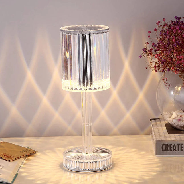 Crystal Table Lamp, Touch Control Atmosphere Nightstand Lamp