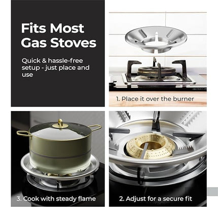 Gas Saver Burner Stand | Gas Saver Jali for Stove 1 Burner | Energy Saver, Fire & Windproof Home Gas Stove | Gas Burner Washable Round Stand
