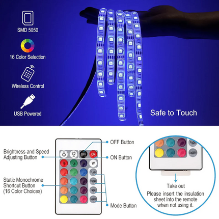 3M RGB LED Strip Lights, LED Mood Lights (2 Set)