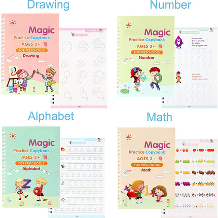 Magic Practice Copybook (8 BOOK + 20 REFILL) Number Tracing Book for Preschoolers with Pen, Magic Calligraphy Copybook Set Practical Reusable - A5