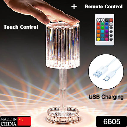 Crystal Table Lamp, Touch Control Atmosphere Nightstand Lamp