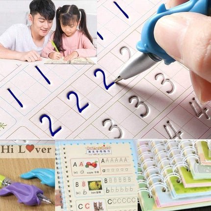 Magic Practice Copybook (8 BOOK + 20 REFILL) Number Tracing Book for Preschoolers with Pen, Magic Calligraphy Copybook Set Practical Reusable - A5