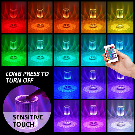 Crystal Table Lamp, Touch Control Atmosphere Nightstand Lamp