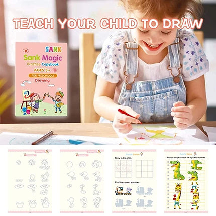 Magic Practice Copybook (8 BOOK + 20 REFILL) Number Tracing Book for Preschoolers with Pen, Magic Calligraphy Copybook Set Practical Reusable - A5