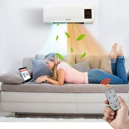 Wall-mounted mini portable air conditioner and heater unit.