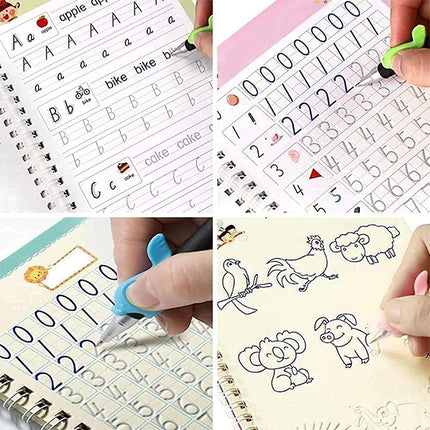 Magic Practice Copybook (8 BOOK + 20 REFILL) Number Tracing Book for Preschoolers with Pen, Magic Calligraphy Copybook Set Practical Reusable - A5