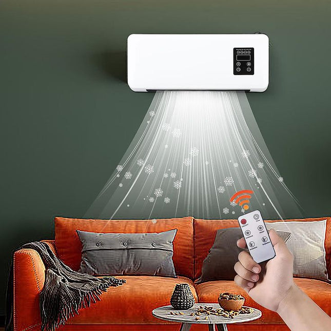 Wall-mounted mini portable air conditioner and heater unit.