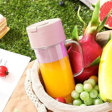Portable Crusher Juicer With Handle & Straw, USB Rechargeable 6 Blades (420 ML). Fits in a Handbag