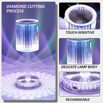 Crystal Table Lamp, Touch Control Atmosphere Nightstand Lamp