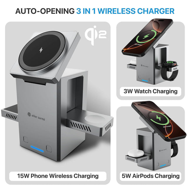 BotCharge 3 in 1 Robotic Wireless Charger Tower QI2