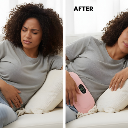 Portable Cordless Heating Pad for Menstrual Pain Relief | Adjustable 3 Heat & 4 Massage Modes | Rechargeable Belly and Back Warmer for Women | Period Cramp Relief Belt – Pink