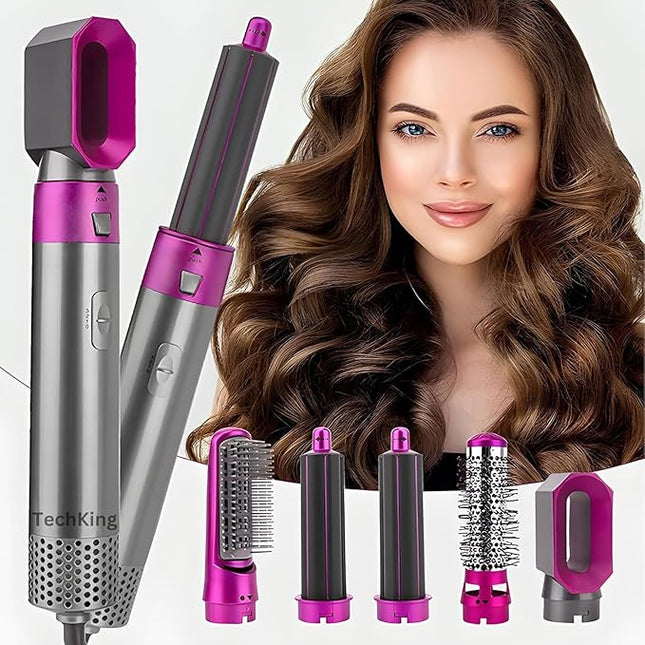 5 in 1 Hot Air Brush Hair Dryer & Volumizer, Multifunctional Hair Styler Tool for Women | Detachable Blow Dryer Brush,Professional Hair Straightener, Curler, Crimper