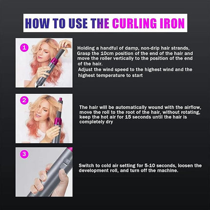5 in 1 Hot Air Brush Hair Dryer & Volumizer, Multifunctional Hair Styler Tool for Women | Detachable Blow Dryer Brush,Professional Hair Straightener, Curler, Crimper