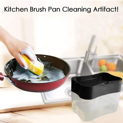 2-in-1 Kitchen Soap Dispenser with Sponge Holder, Countertop Dish Soap Pump Organizer, Black and Clear