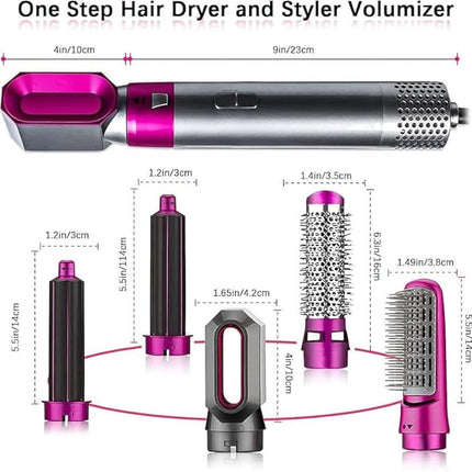 5 in 1 Hot Air Brush Hair Dryer & Volumizer, Multifunctional Hair Styler Tool for Women | Detachable Blow Dryer Brush,Professional Hair Straightener, Curler, Crimper