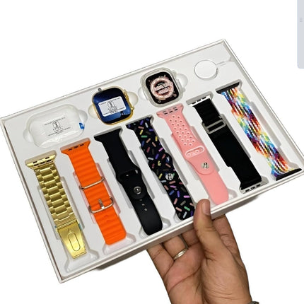 esportic (10 in 1 Set i20 Ultra MAX Suit SmartWatch + ear buds Pro with Transparent Screen Guard Watch with Seven Decorated Straps,Fitness & Outdoor, Health & Medical, Watchphone,(7 Multicolor Straps)