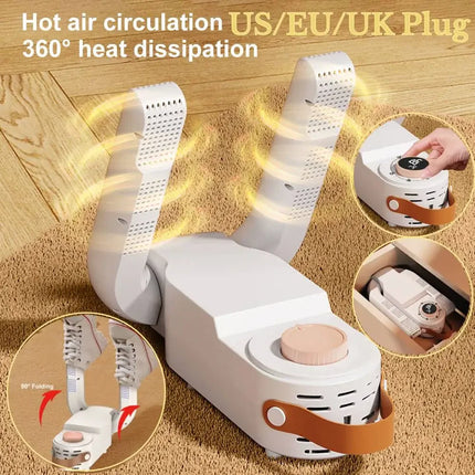 Shoes Dryer Constant Temperature Shoe Dryer timer And Handle Foot Dryer Electric Boot Warmer For Gloves Footwear Dryers Folding Design and Smart Panel