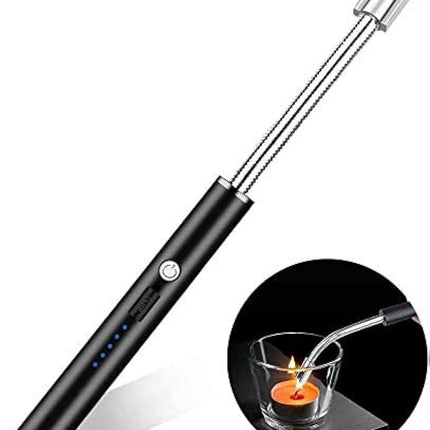 Electric Rechargeable Gas Lighter/Plasma Lighter Flameless Windproof USB Lighter 360 Deg Flexible Neck Arc Lighter for Kitchen, Pooja Room, Barbecue, Candles, Gas Stove, BBQ, Fireworks (Silver)