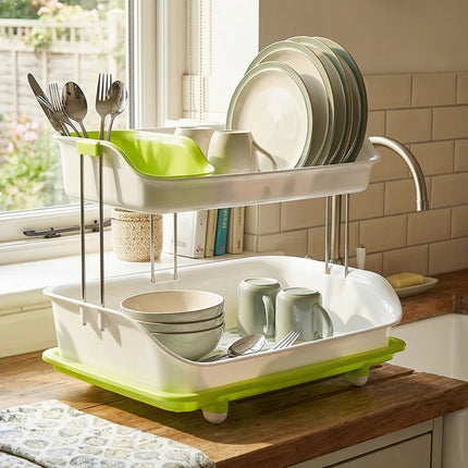 Dish Drying Rack | 3 in 1 Heavy-Duty Dish Drainer Basket with Drain Tray
