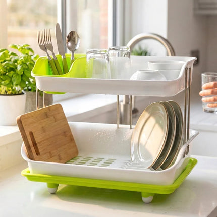 Dish Drying Rack | 3 in 1 Heavy-Duty Dish Drainer Basket with Drain Tray