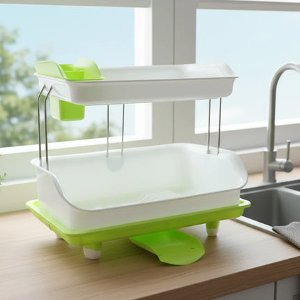 Dish Drying Rack | 3 in 1 Heavy-Duty Dish Drainer Basket with Drain Tray